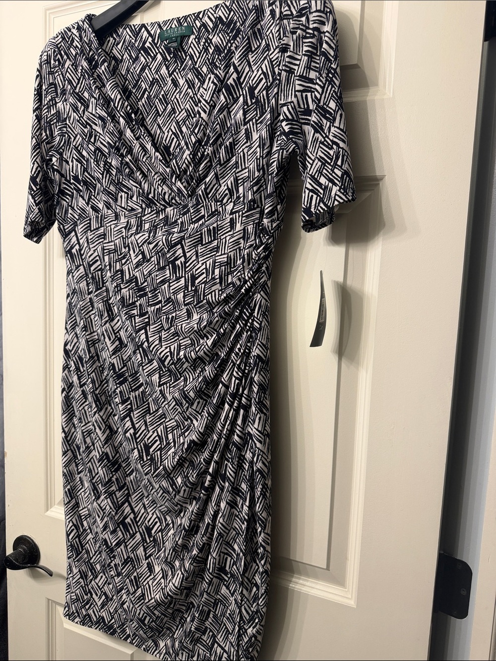 Lauren Ralph Lauren black and white abstract geometric print jersey dress